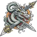 dragon around sword wrapped tattoo design idea