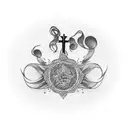 small religious tatoo on the back tattoo design idea