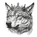 wolf with half thron crown tattoo design idea