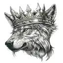 wolf with half thron crown tattoo design idea