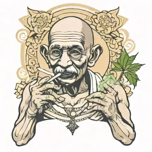 gandhiji smoking weed joint tattoo design idea