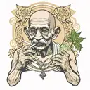 gandhiji smoking weed joint tattoo design idea
