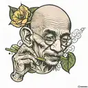 gandhiji smoking weed joint tattoo design idea