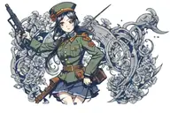 Anime Girl In historic Military Uniform tattoo design idea
