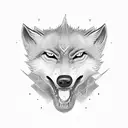 darkness in the middle, a three eyed wolf thats biteing the neck and a serpent that does the same. A chest piece  tattoo design idea