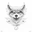 darkness in the middle, a three eyed wolf thats biteing the neck and a serpent that does the same. A chest piece  tattoo design idea