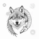 darkness in the middle, a three eyed wolf thats biteing the neck and a serpent that does the same. A chest piece  tattoo design idea