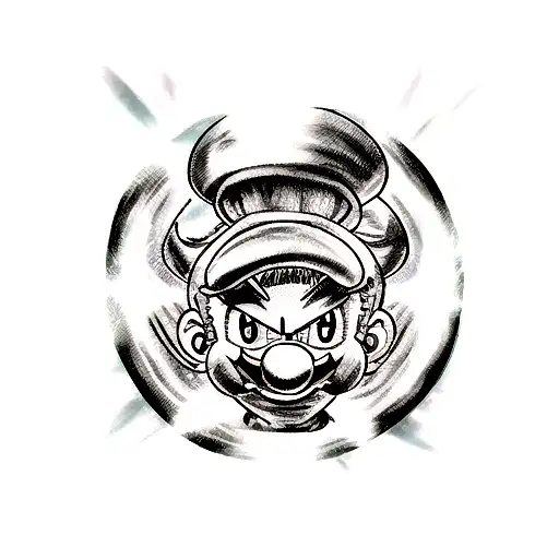 super sayain super mario mushroom  tattoo design idea