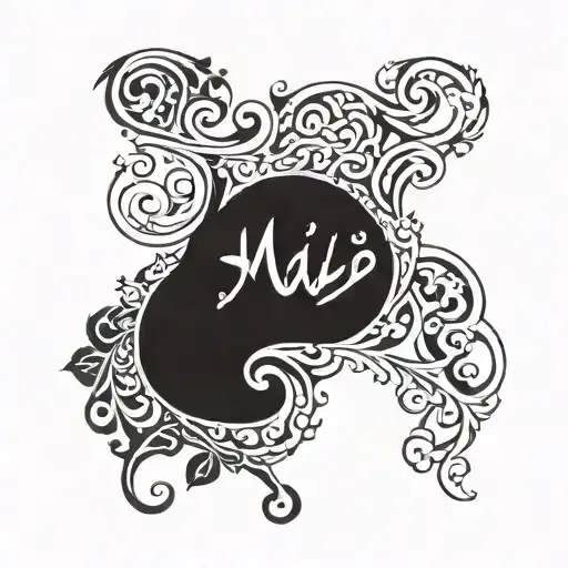 A stylized calligraphy design of the phrase 'من خلم یا اینهمه خلق بی خبر' in Farsi font tattoo design idea