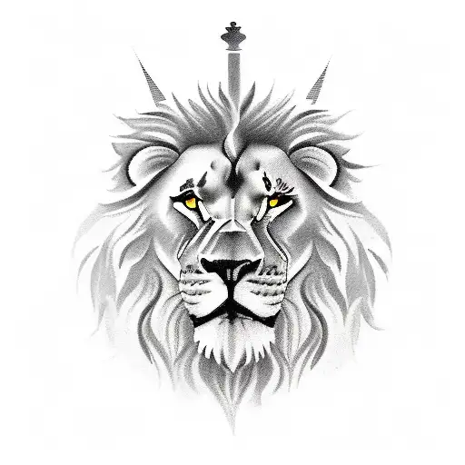 king chess piece with Lion behind tattoo design idea