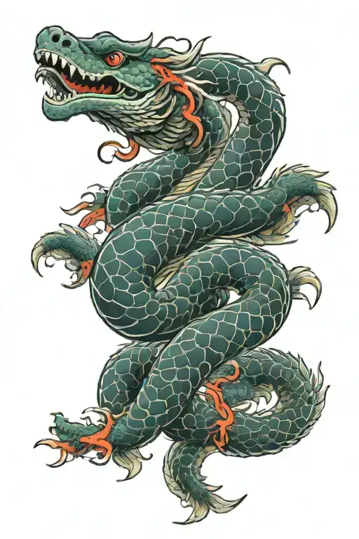 sea serpent tattoo design idea