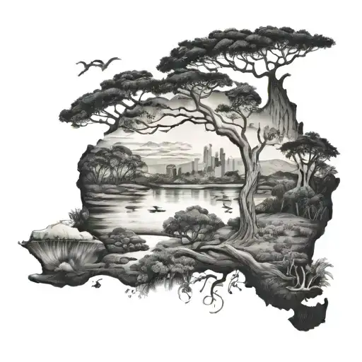 Australia landscape tattoo design idea