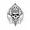 Skull with an Indian Headdress  tattoo design idea
