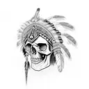 Skull with an Indian Headdress  tattoo design idea