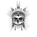 Skull with an Indian Headdress  tattoo design idea