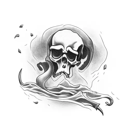 Grim Reaper with empty banner tattoo design idea