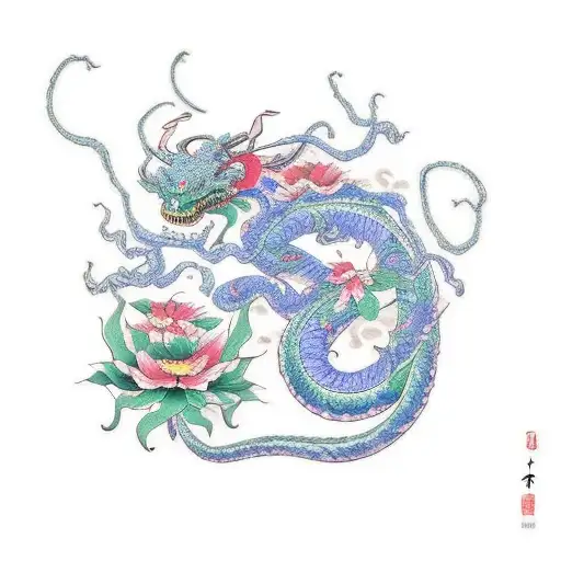 shenron with flowers  tattoo design idea
