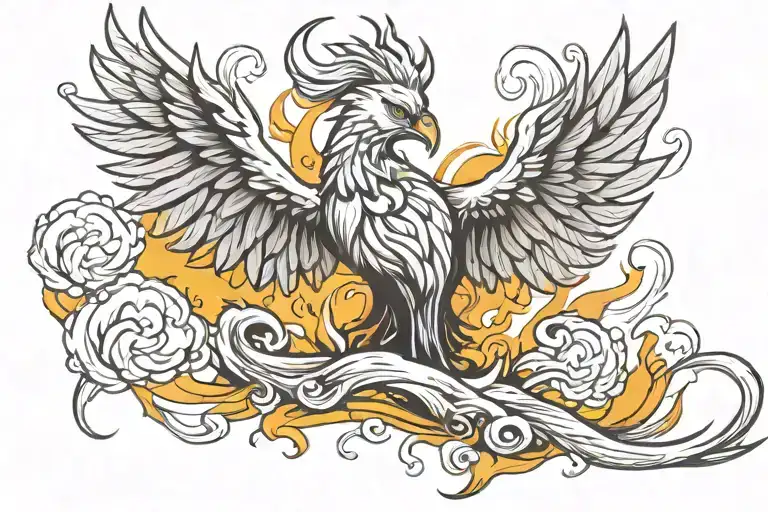 phoenix rising from the ashes tattoo design idea