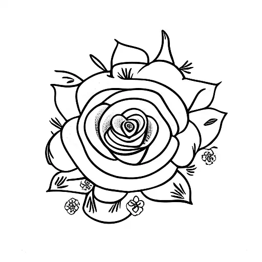 flower bouquet with violets, daisies, and marigolds tattoo design idea