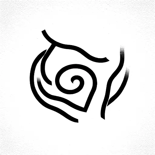 fine line elegant tattoo. small, single-line arrow pointing upwards in the center of the design.  wave symbol above the  tattoo design idea