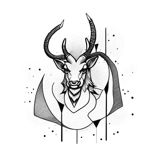 solid black Capricorn  thick lines tattoo design idea