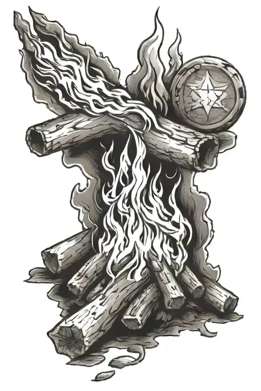 camp fire tattoo design idea