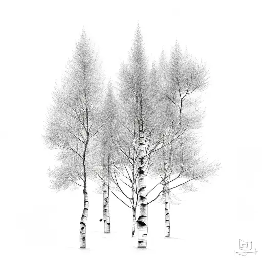 silver birch tree tattoo design idea