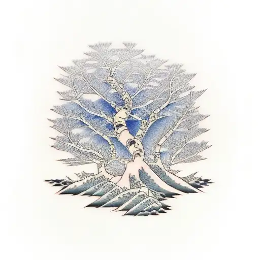 silver birch tree tattoo design idea