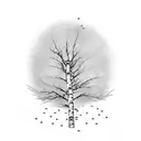 silver birch tree tattoo design idea