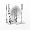 silver birch tree trunk tattoo design idea