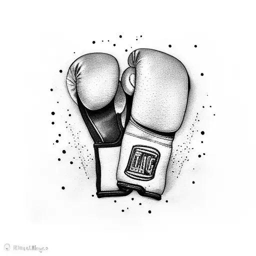 A pair of boxing gloves wrapped around a guitar neck tattoo design idea