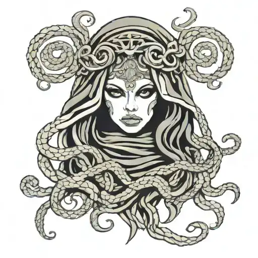medusa with burka tattoo design idea