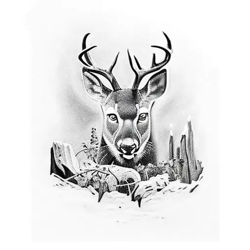 black panter and deer tattoo design idea