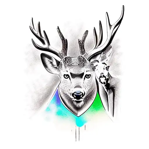 black panter and deer tattoo design idea