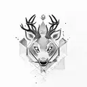 black panter and deer tattoo design idea
