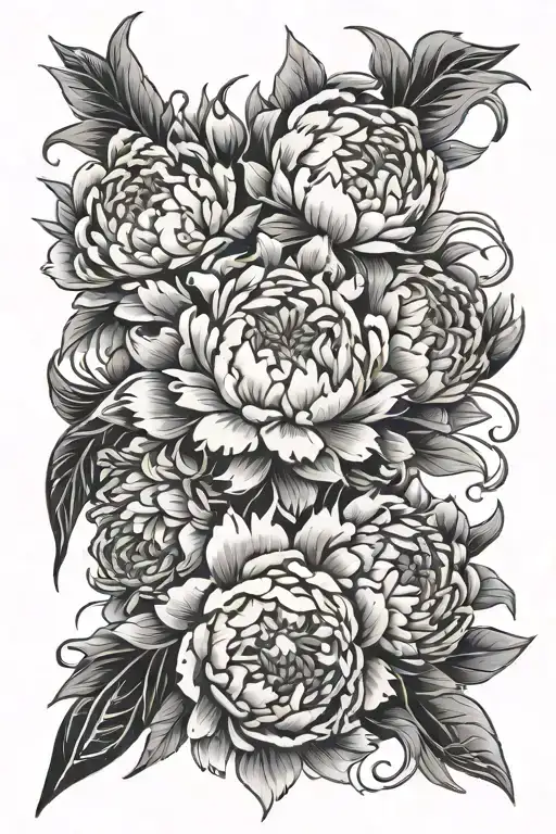 peonies japanese chef knife surrounded tattoo design idea