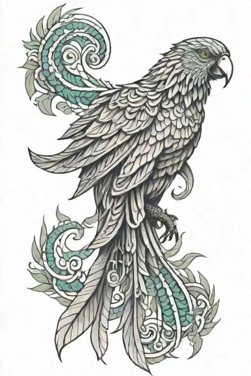 japanese dragon maori kea parrot tattoo design idea