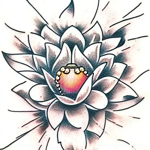 a man in a pearl in a lotus flower tattoo design idea