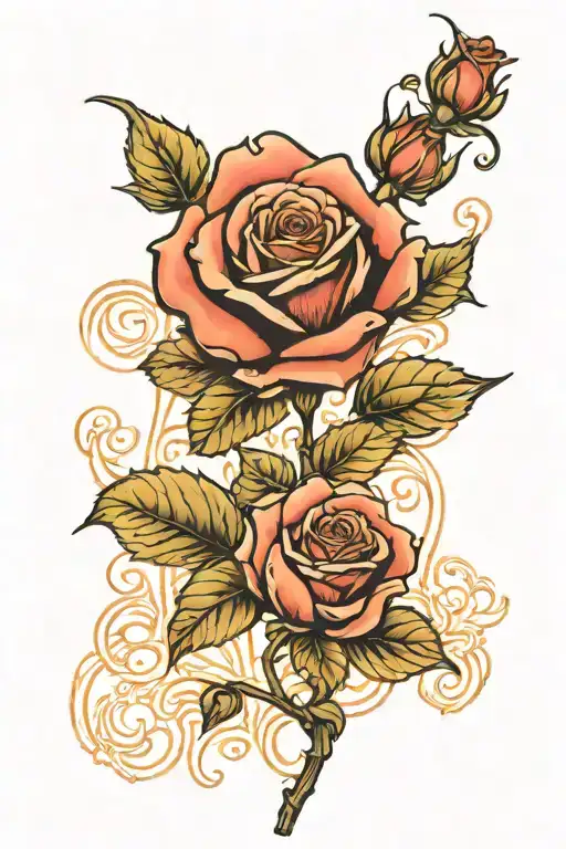 beauty and the beast rose tattoo design idea