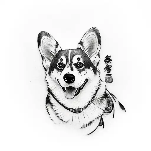 service dog corgi  tattoo design idea
