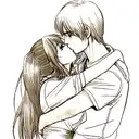 man holding the neck of a women as they kiss tattoo design idea