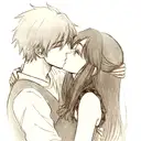 man holding the neck of a women as they kiss tattoo design idea