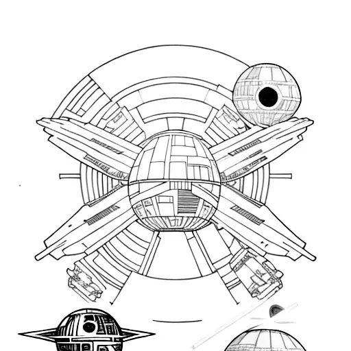 x wings and death star tattoo design idea