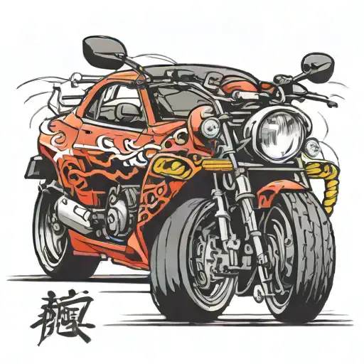 Japanese car scean, Honda and skyline tattoo design idea