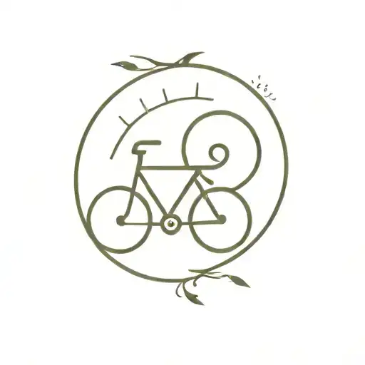 A minimalist tattoo of a paint brush and a bicycle in a yin-yang symbol, representing the client's balanced passion for both painting and cycling tattoo design idea