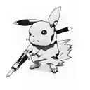 blue puzzle + pikachu + microphone tattoo design idea