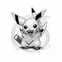 blue puzzle + pikachu + microphone tattoo design idea