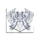 two angels flying away from each other and every each of them has an bow shooting an arrow  tattoo design idea