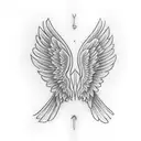 two angels flying away from each other and every each of them has an bow shooting an arrow  tattoo design idea