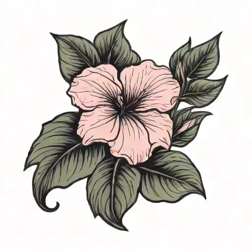 single pink petunia with stem tattoo design idea